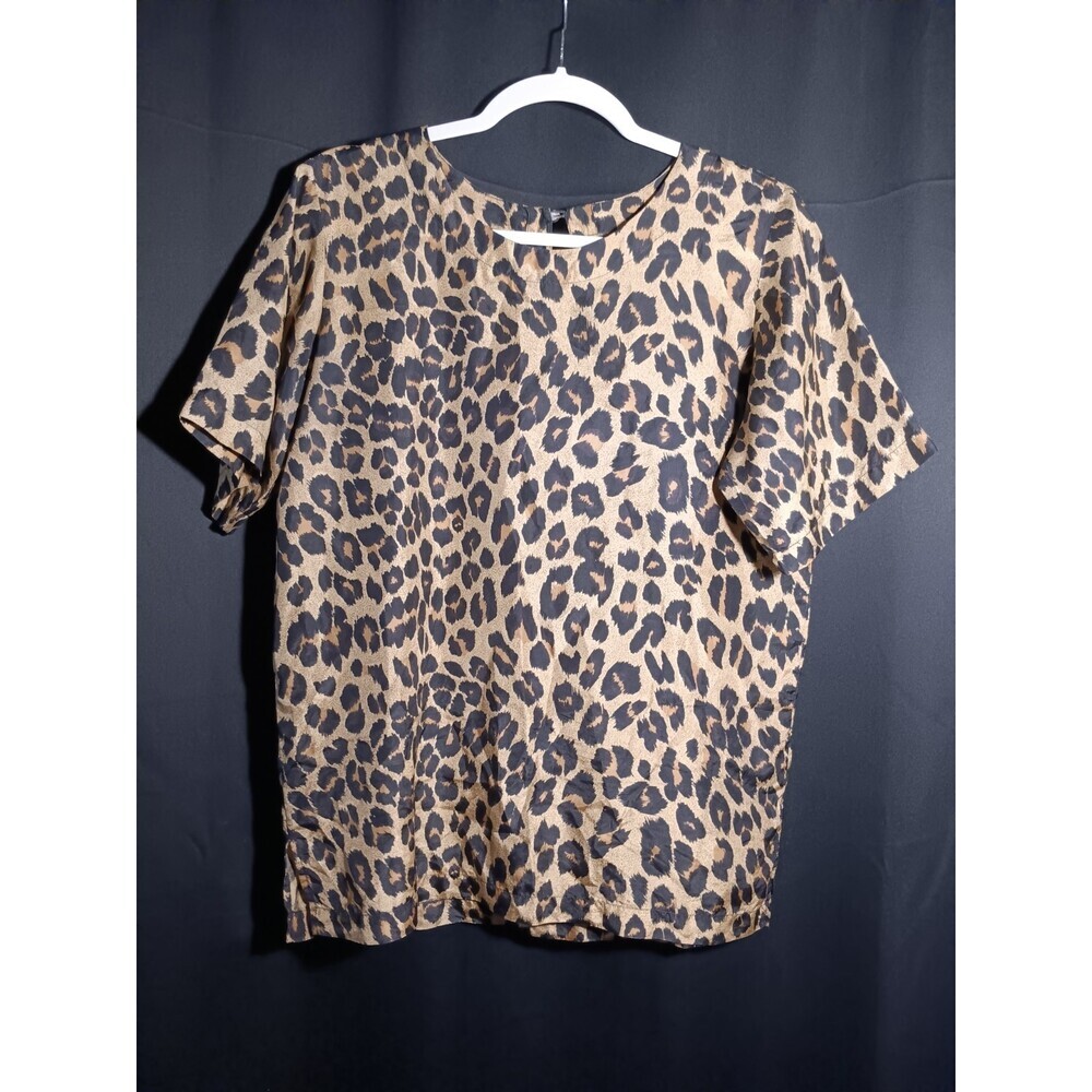 Vintage Stunt Collection 100% Silk Leopard Print Top Women’s Small Flowy Chic